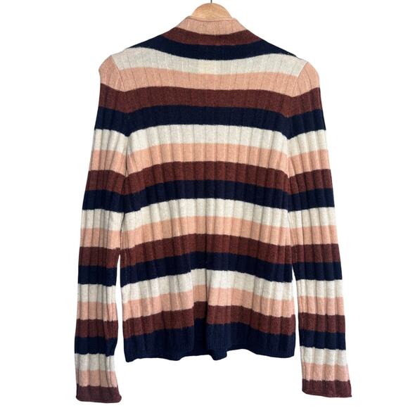 Madewell Striped Ribbed Mock Neck Sweater Small Multicolor Merino Wool Blend - Picture 2 of 4
